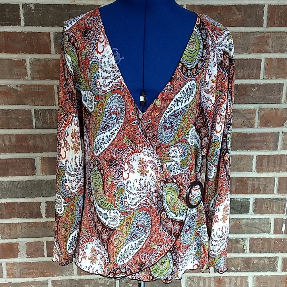 Notations Ribbed Paisley Blouse